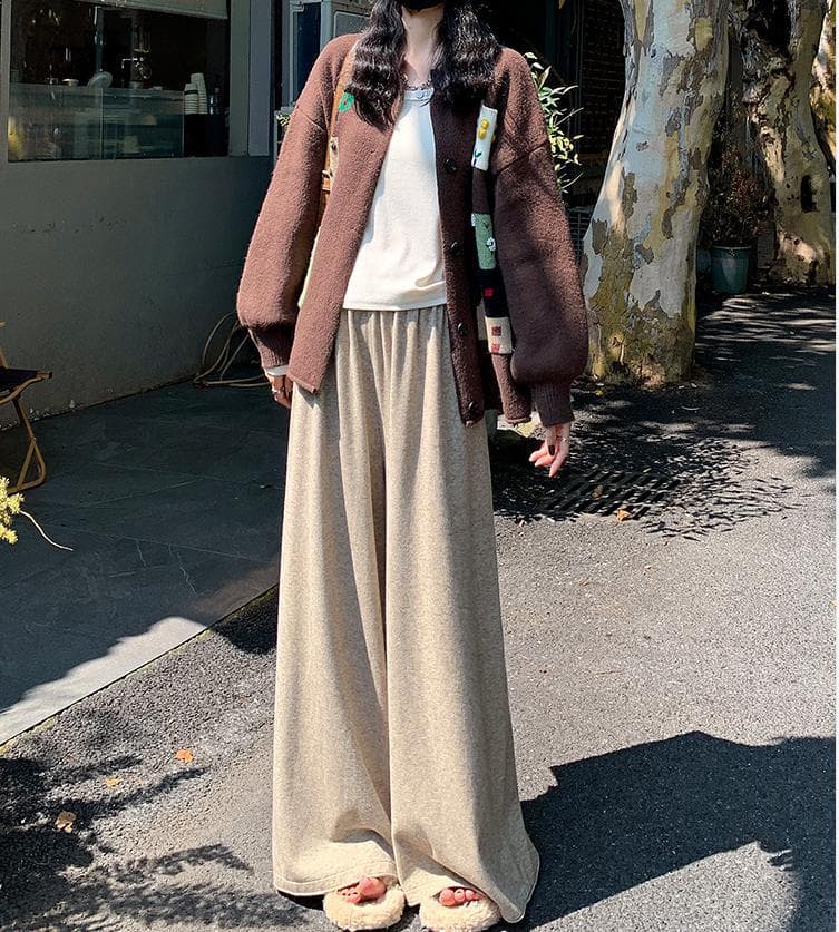 ベージュパンツ レディース ふんわりワイドロングパンツ