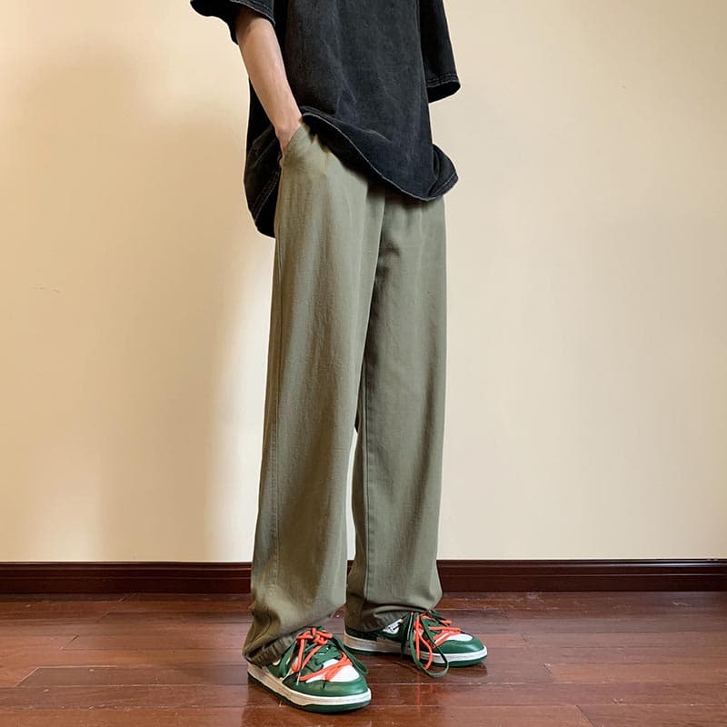 ベージュパンツ ゆとりフィットワイドパンツ
