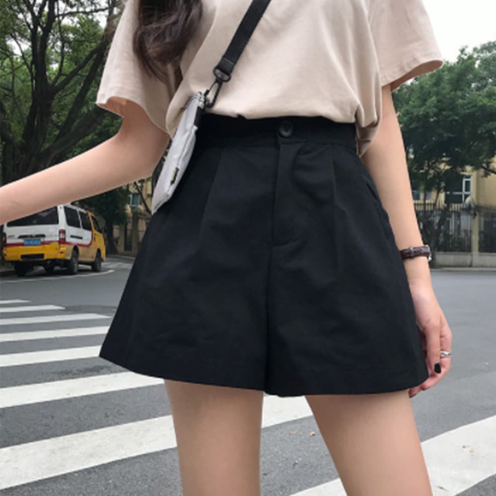 ベージュパンツ ハイウエスト ショートパンツ レディース ベージュ