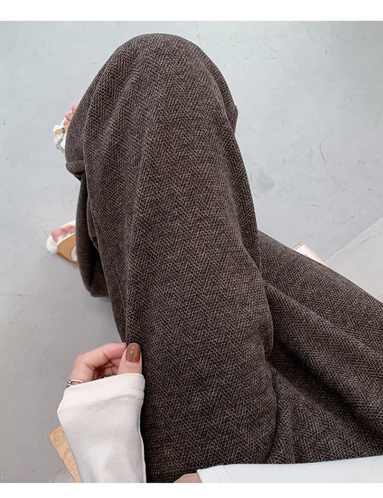 ベージュパンツ シンプルワイドストレートパンツ