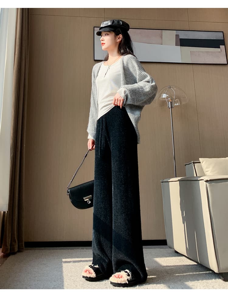 ベージュパンツ もこもこワイドパンツ おうち時間