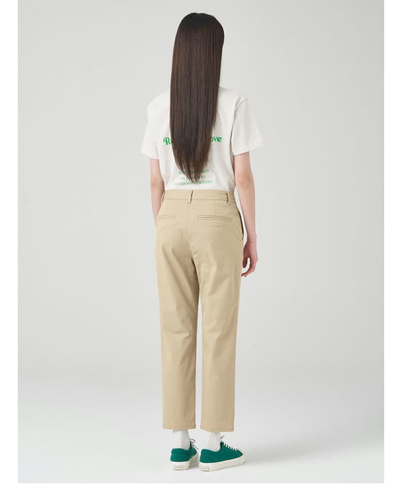ベージュパンツ クロップド丈スラックスパンツ