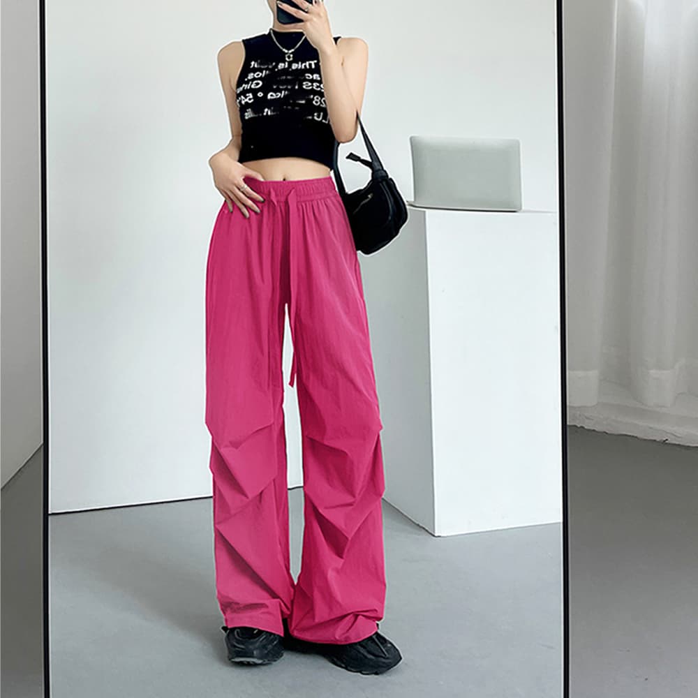 ベージュパンツ ベージュ カーゴパンツ ゆったり ストレート 韓国風