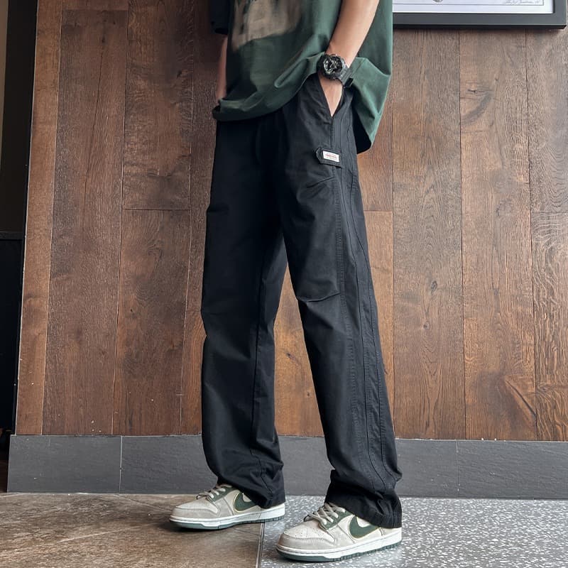 ベージュパンツ メンズ ゆったりワイドストレートパンツ
