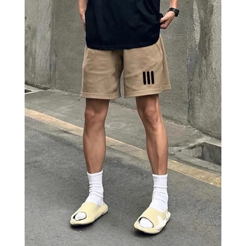 ベージュパンツ シンプルゆったりイージーショートパンツ