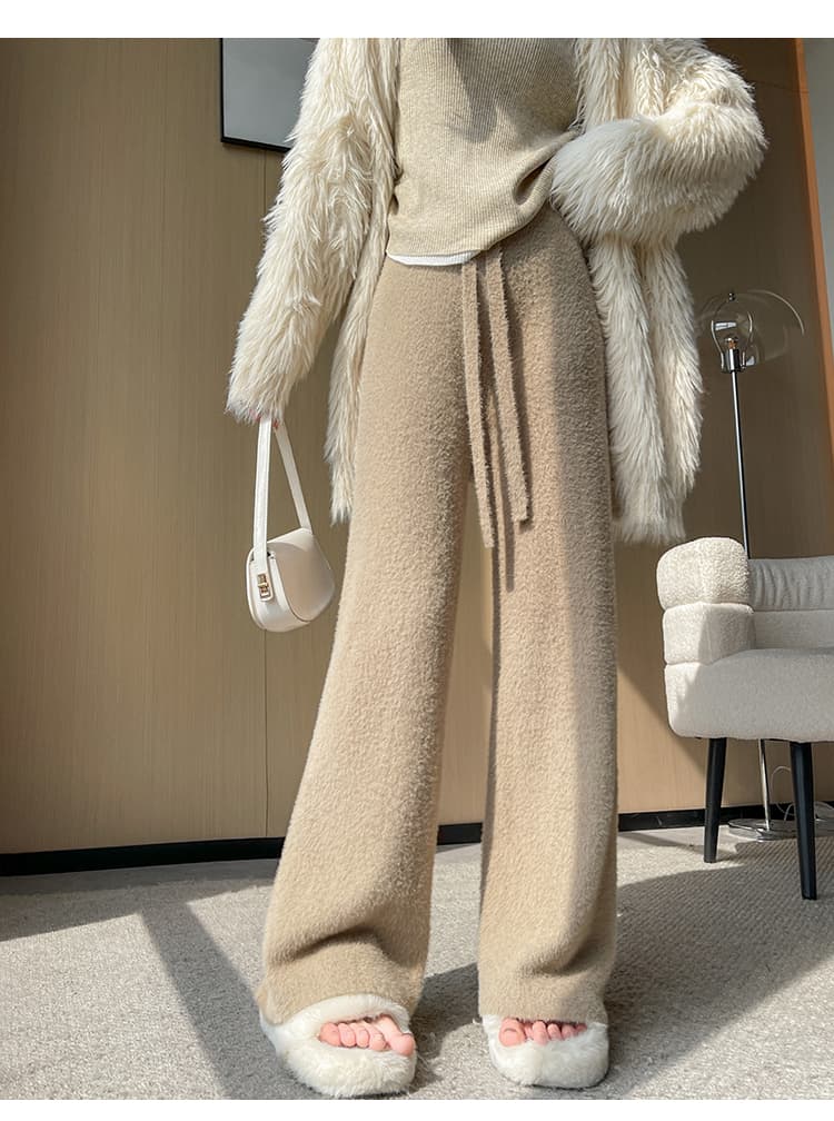 ベージュパンツ もこもこワイドパンツ おうち時間