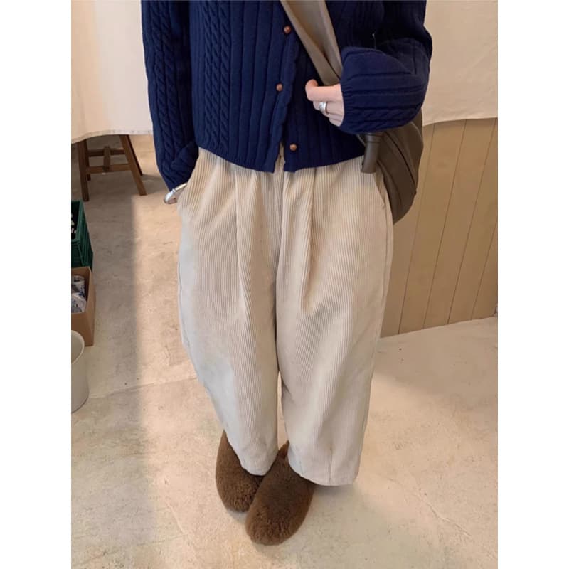 ベージュパンツ コーデュロイワイドパンツ