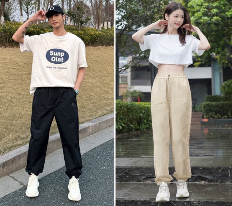 ベージュパンツ ゆったりシルエット楽ちんカジュアルパンツ