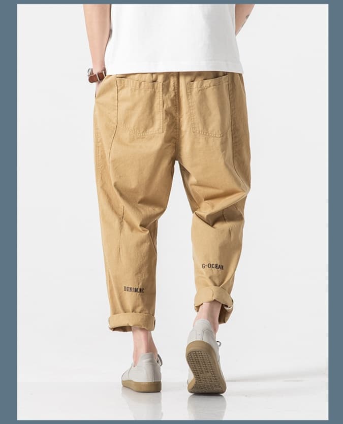 ベージュパンツ メンズ リラックス裾ロールアップパンツ