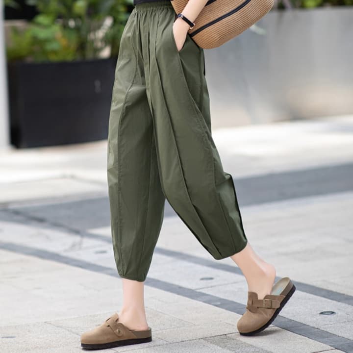 ベージュパンツ レディース ゆったりシルエット バルーンパンツ