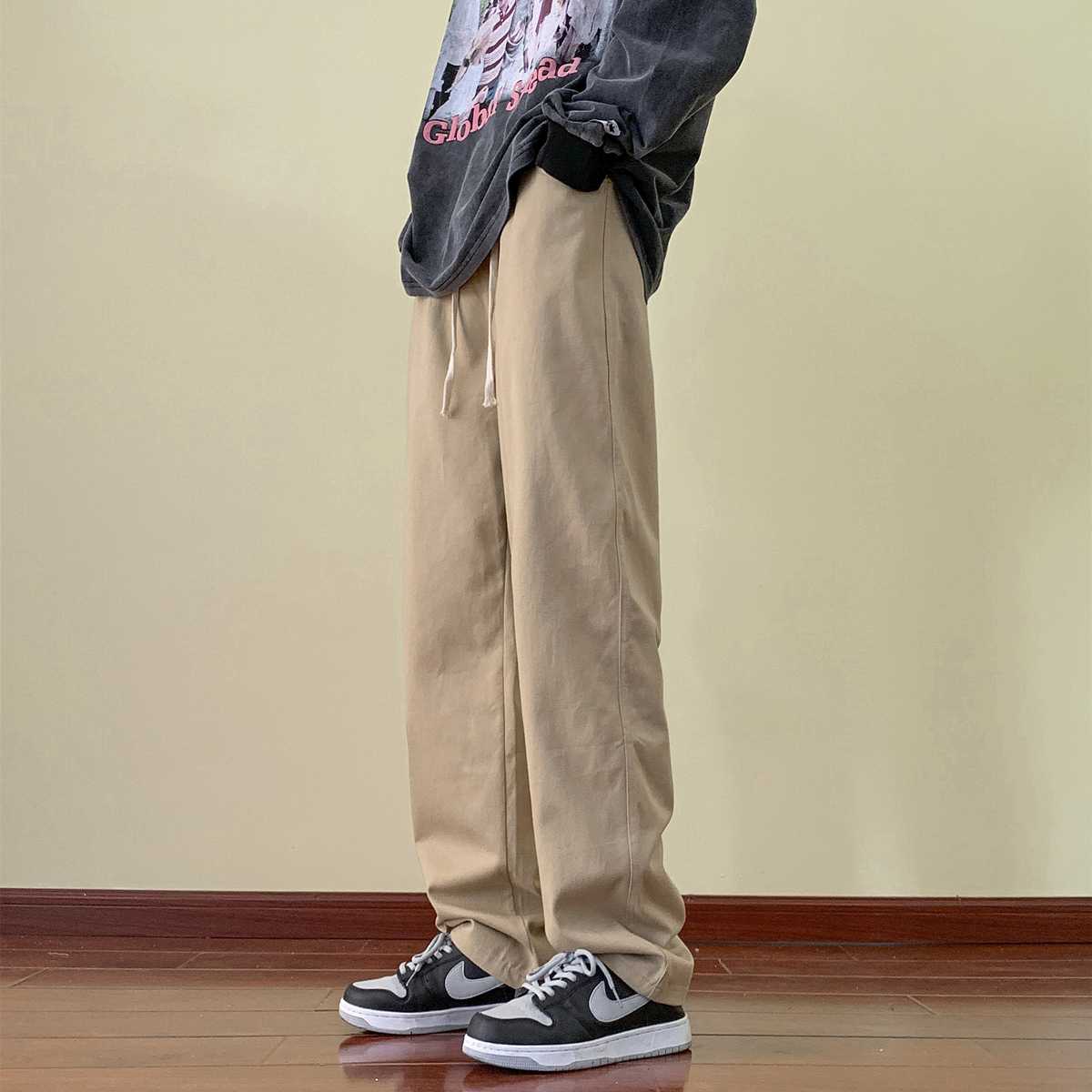ベージュパンツ テーパードストレートスラックス