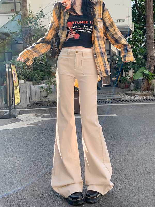 ベージュパンツ ベージュパンツ フレアシルエット ワイドパンツ