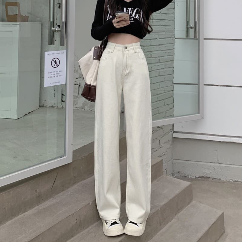 ベージュパンツ レディース ストレートシルエット ワイドパンツ