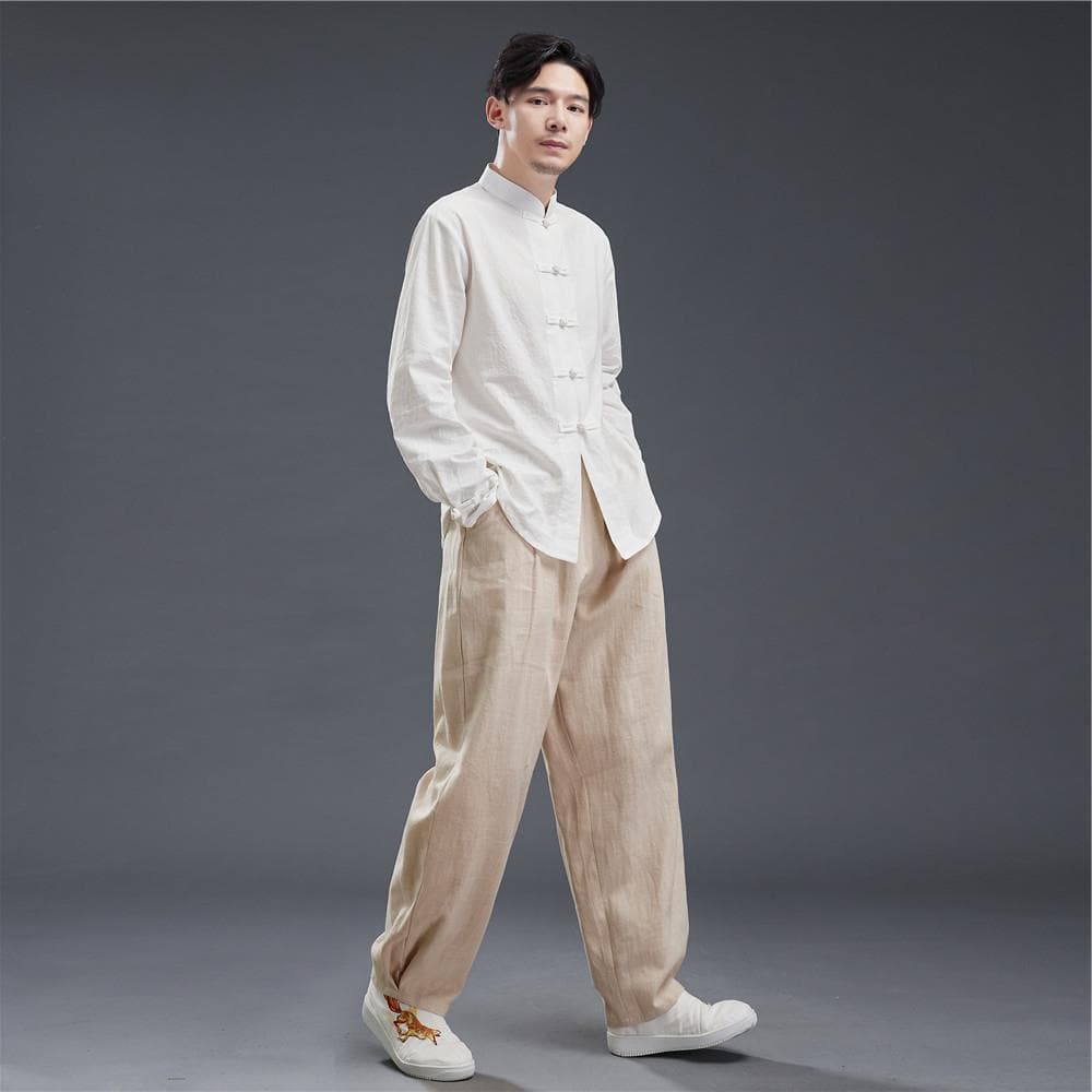 ベージュパンツ ウエストゴム入り ゆったりパンツ