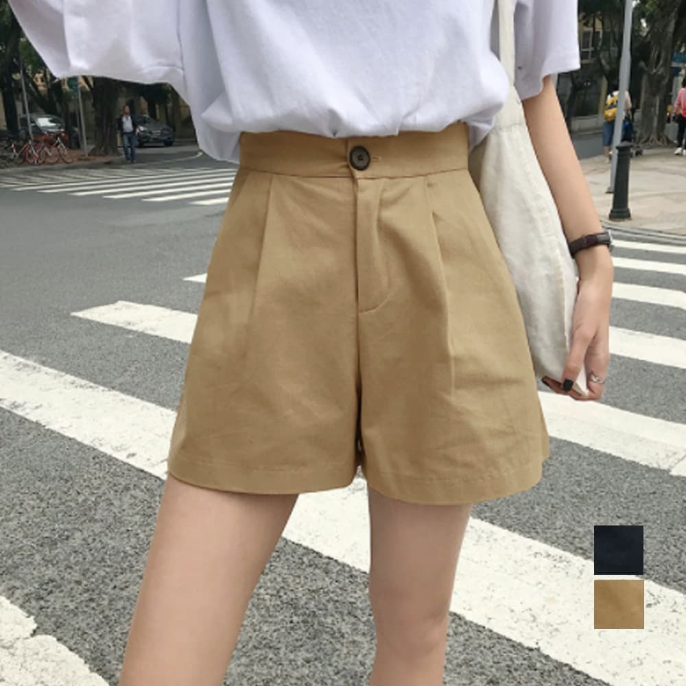 ベージュパンツ ハイウエスト ショートパンツ レディース ベージュ