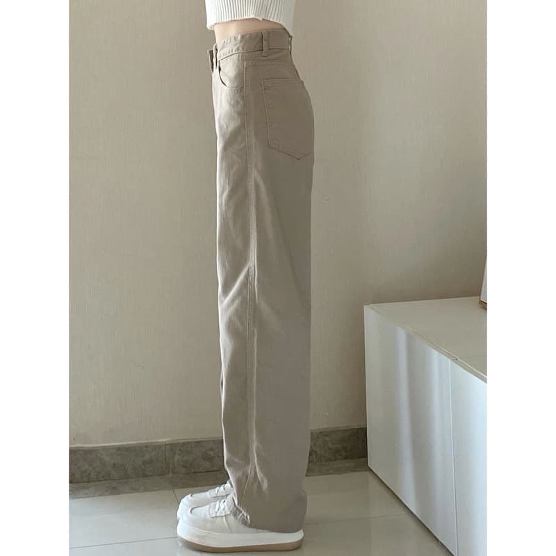 ベージュパンツ レディース ストレートシルエット ワイドパンツ