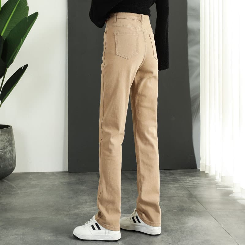 ベージュパンツ シンプルストレートデニムパンツ