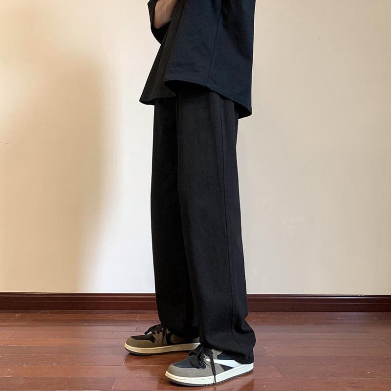 ベージュパンツ ゆとりフィットワイドパンツ