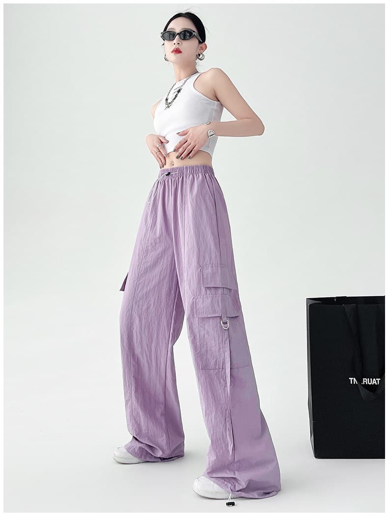 ベージュパンツ レディース ワイドシルエット カーゴパンツ