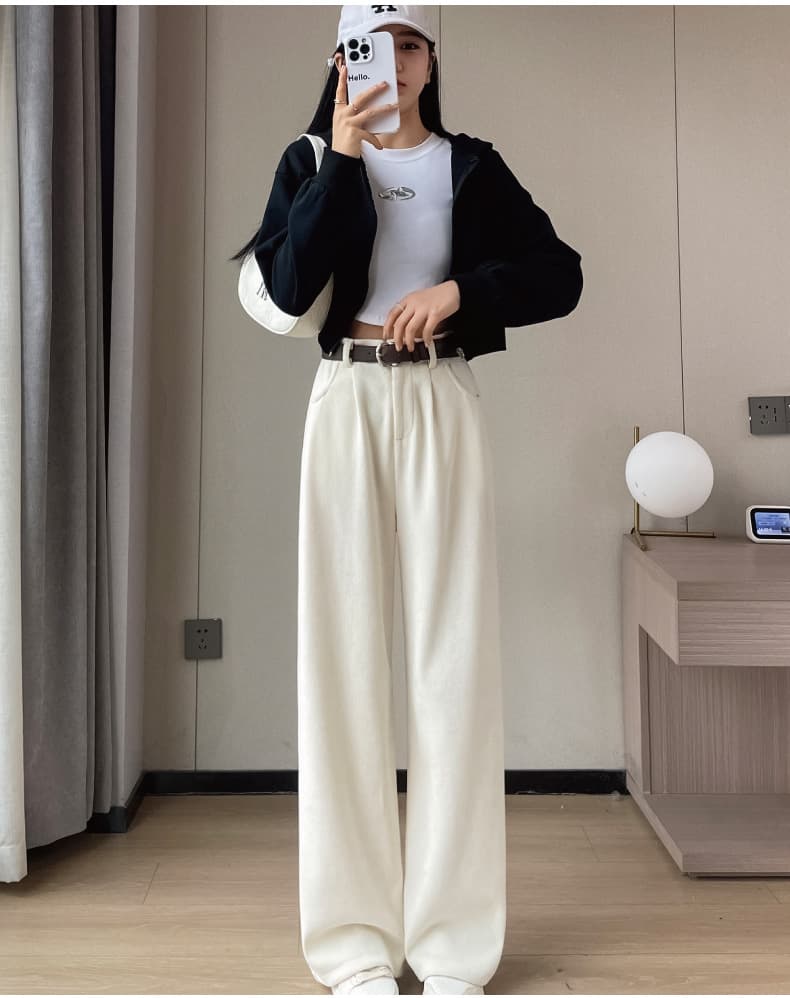 ベージュパンツ ウェーブドレープ ワイドパンツ