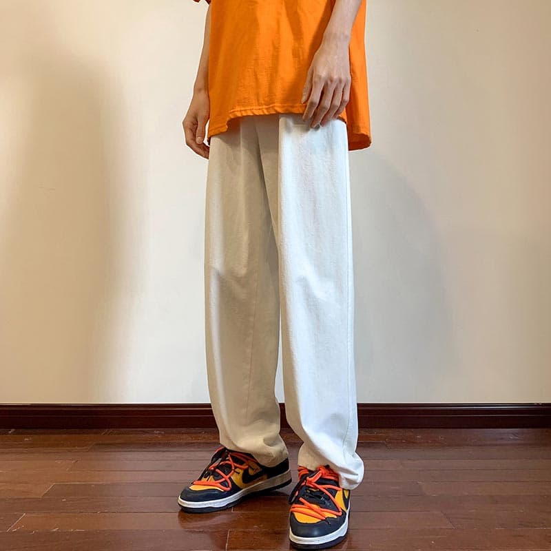ベージュパンツ ゆとりフィットワイドパンツ