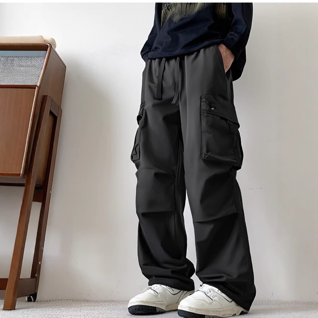 ベージュパンツ ベージュパンツ リラックス多機能ポケットパンツ