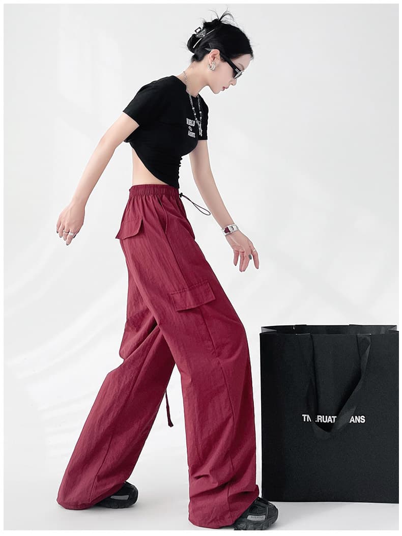 ベージュパンツ レディース ワイドシルエット カーゴパンツ