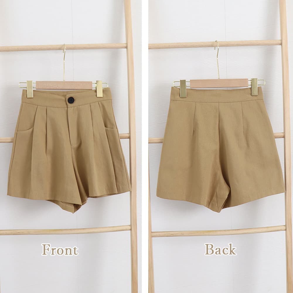 ベージュパンツ ハイウエスト ショートパンツ レディース ベージュ