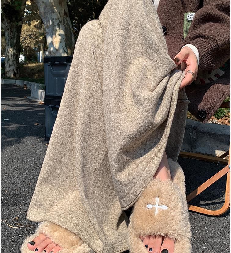 ベージュパンツ レディース ふんわりワイドロングパンツ