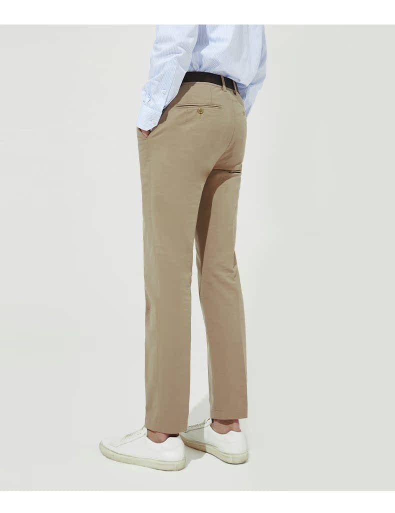 ベージュパンツ ストレートシルエット美脚パンツ