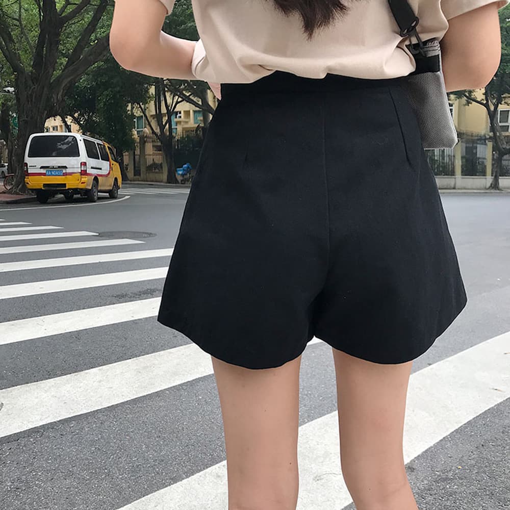 ベージュパンツ ハイウエスト ショートパンツ レディース ベージュ