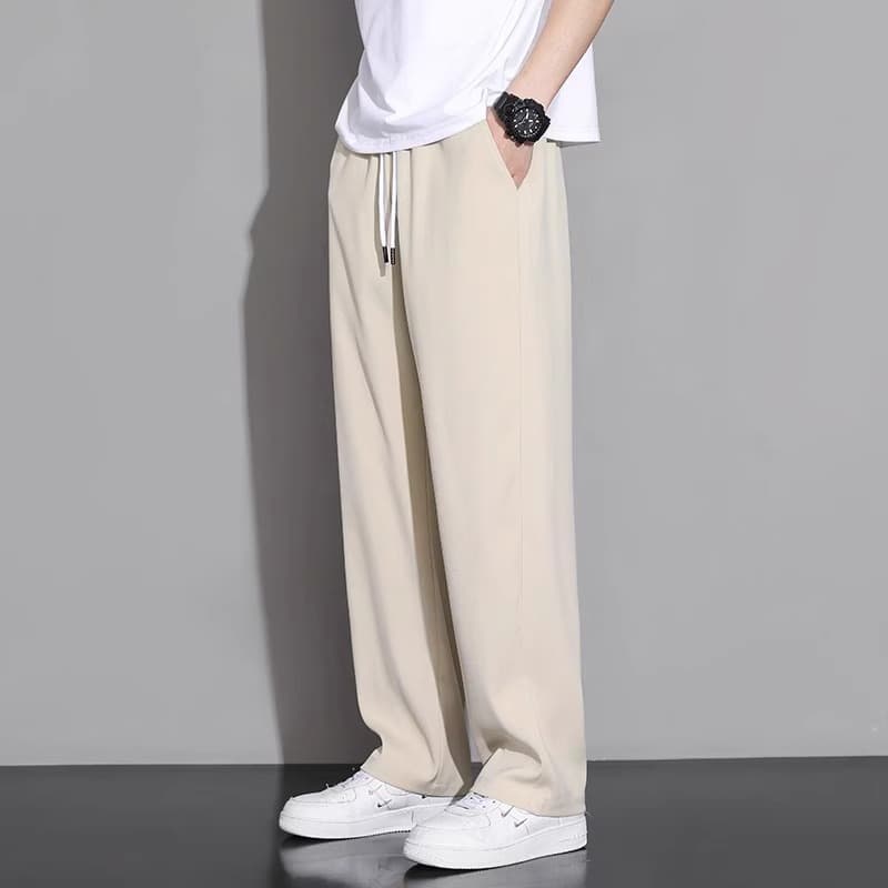 ベージュパンツ ゆったりドローコードパンツ