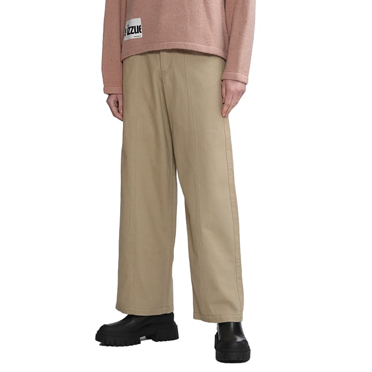 ベージュパンツ ストレートシルエットワイドパンツ