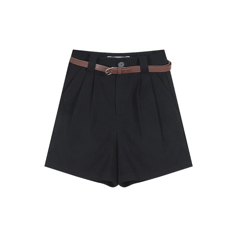 ベージュパンツ レディース ハイウエスト夏向け綿麻ショートパンツ