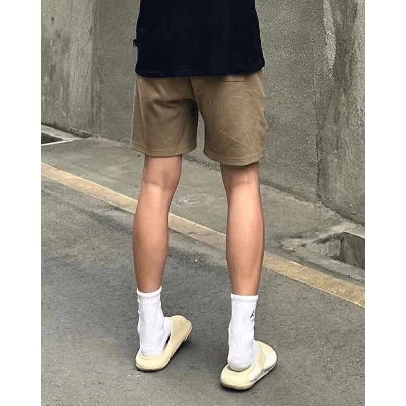ベージュパンツ シンプルゆったりイージーショートパンツ