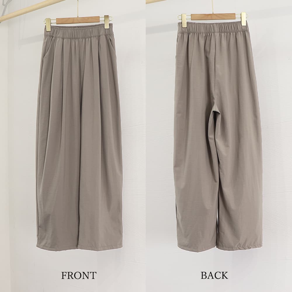 ベージュパンツ 体型カバー ベージュ ワイドパンツ レディース 美脚