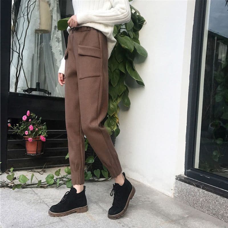 ベージュパンツ レディース ゆったりシルエット カーゴタイプ テーパードパンツ