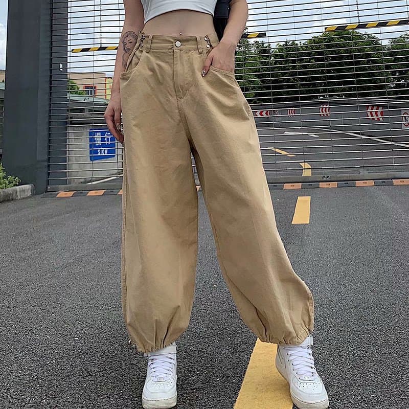 ベージュパンツ レディース ゆったりカジュアル バルーンパンツ