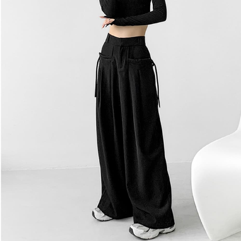 ベージュパンツ ハイウエストワイドパンツ ベージュ 体型カバー