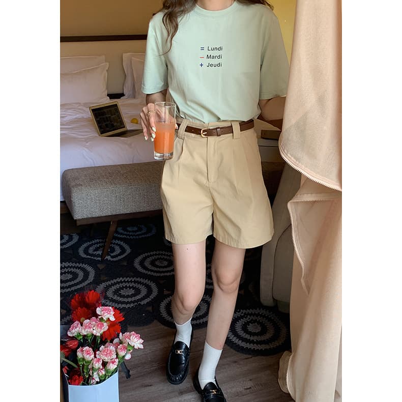 ベージュパンツ レディース ハイウエスト夏向け綿麻ショートパンツ
