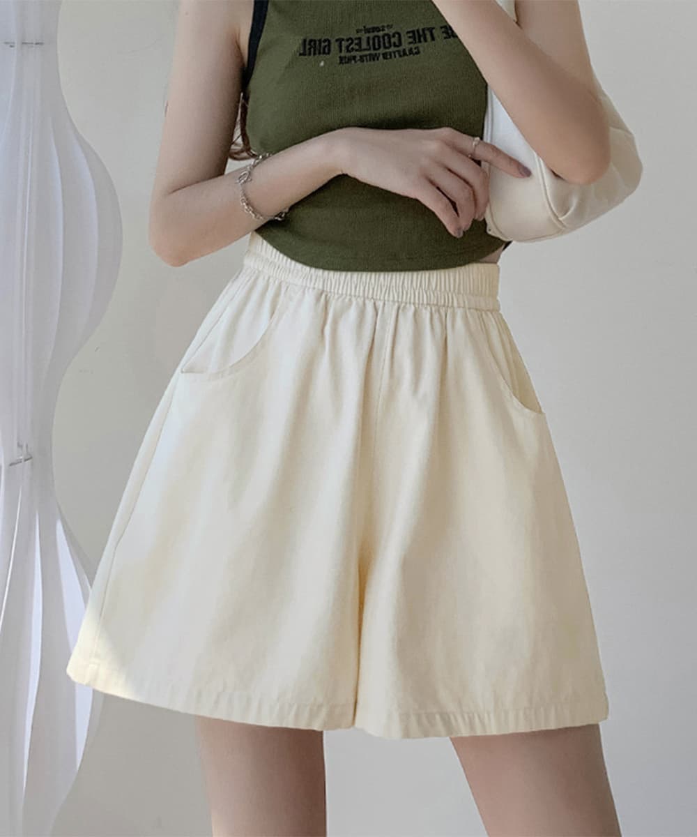 ベージュパンツ ベージュワイドショートパンツ レディース 短パン