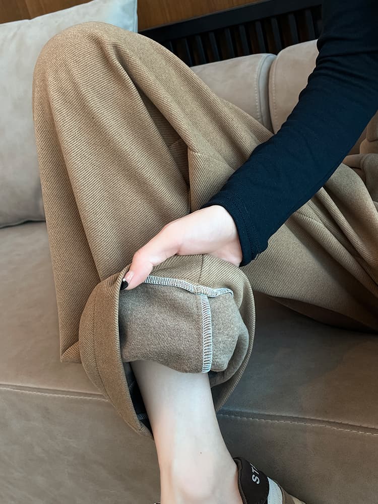 ベージュパンツ レディース 上質感テーパードスラックスパンツ