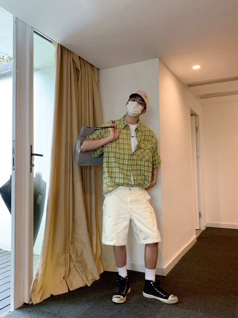 ベージュパンツ リラックスワイドショートパンツ
