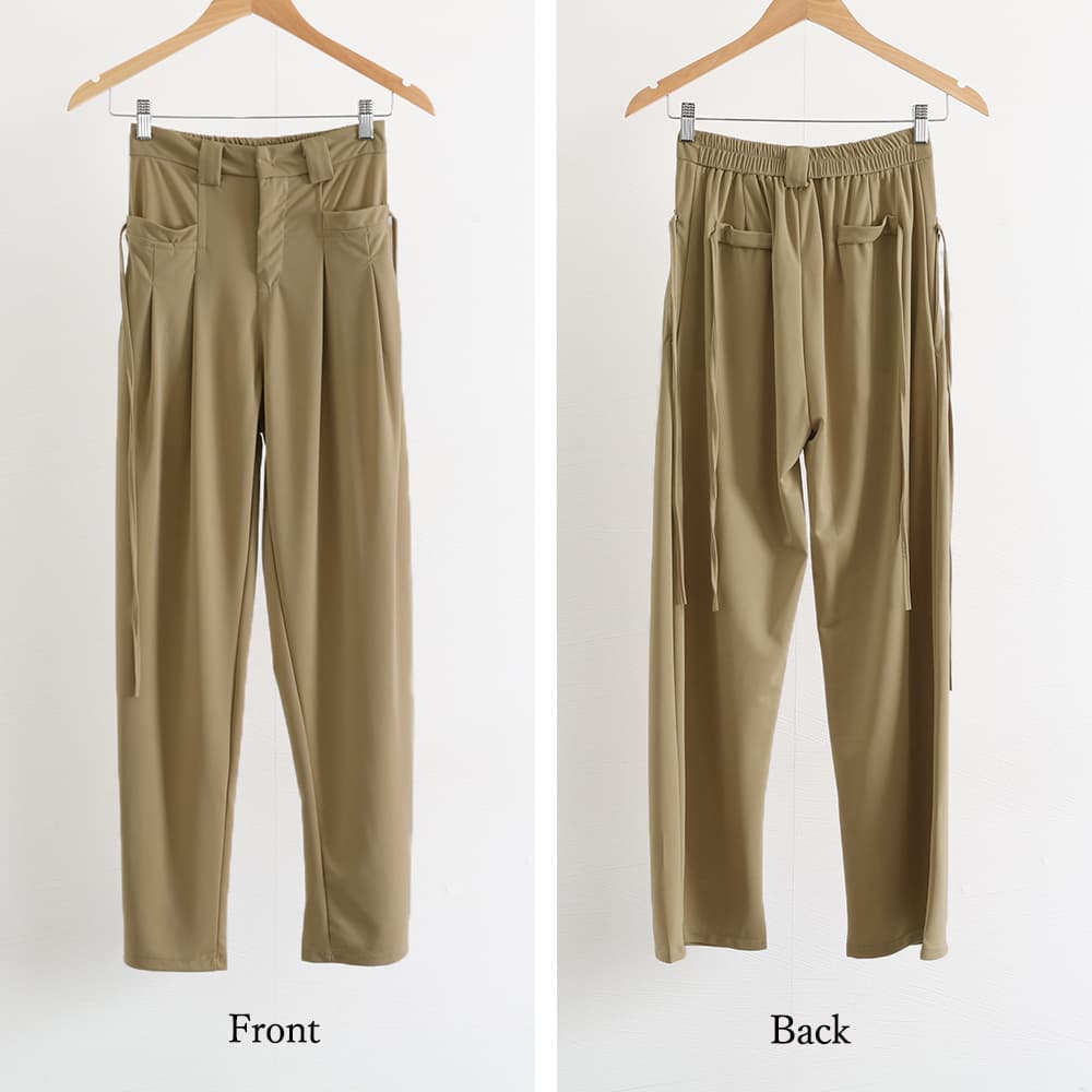 ベージュパンツ ハイウエストワイドパンツ ベージュ 体型カバー