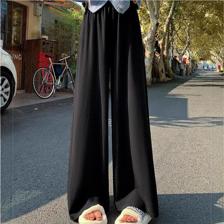 ベージュパンツ レディース ふんわりワイドロングパンツ
