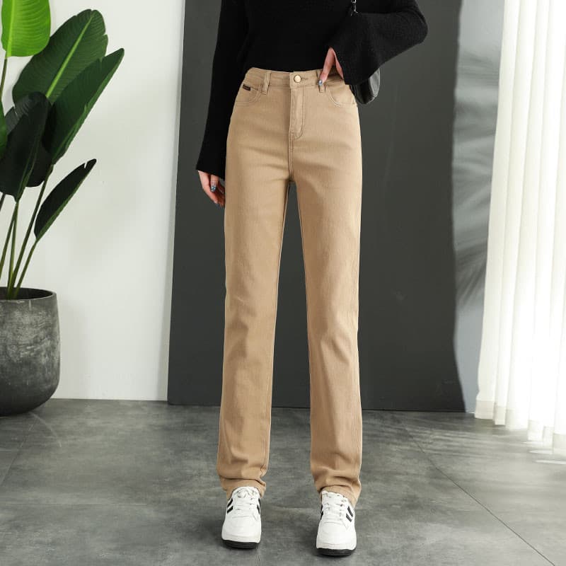 ベージュパンツ シンプルストレートデニムパンツ