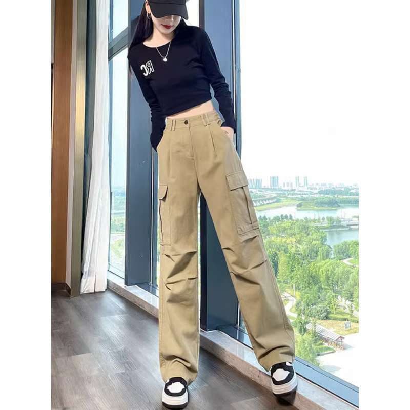 ベージュパンツ ワイドカーゴパンツ