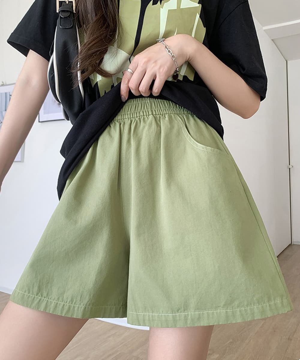 ベージュパンツ ベージュワイドショートパンツ レディース 短パン