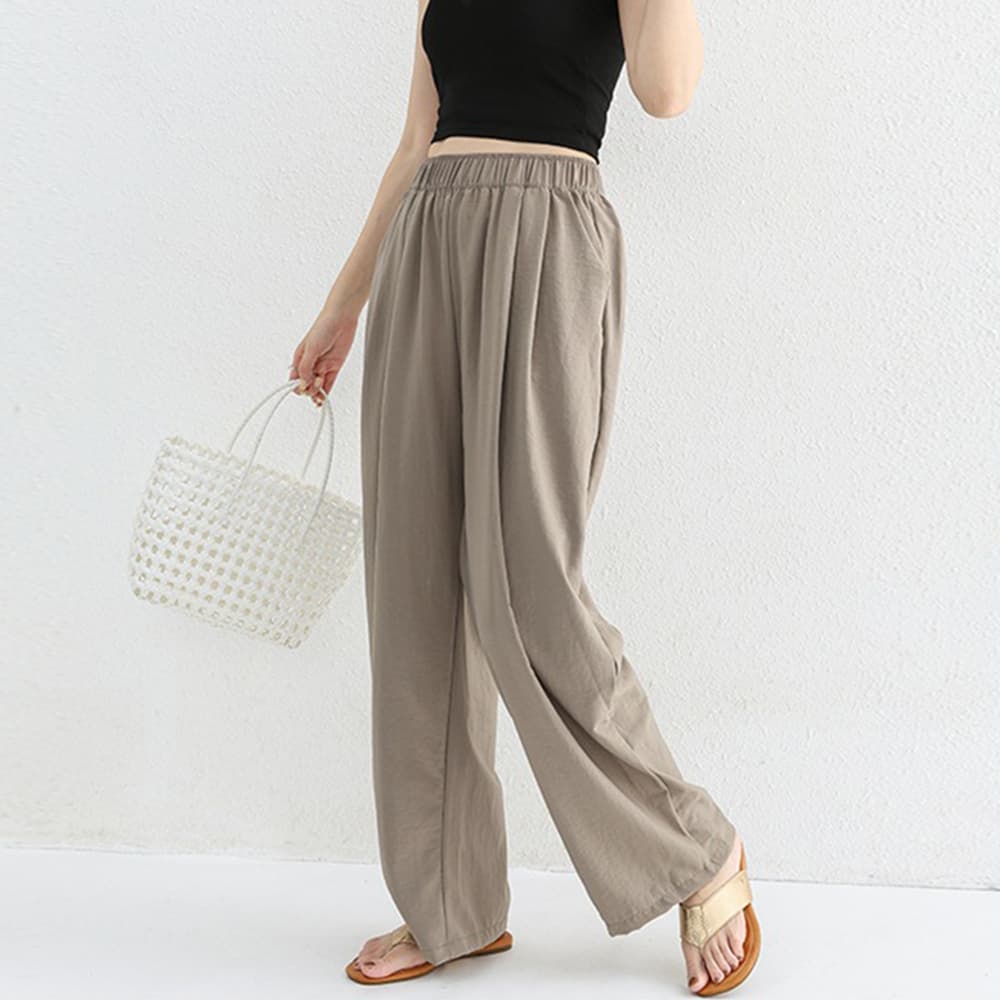 ベージュパンツ 体型カバー ベージュ ワイドパンツ レディース 美脚