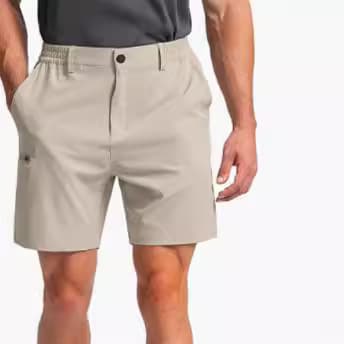ベージュパンツ アウトドア対応リラックスショートパンツ